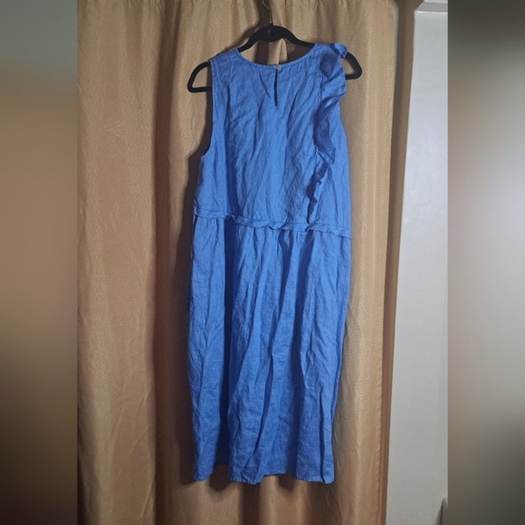 Blue Linen Midi Dress - Picture 2 of 4